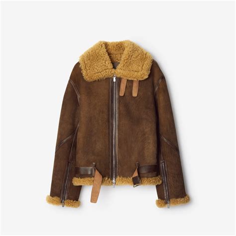 burberry alligator jacket|Shearling Aviator Jacket in Moss .